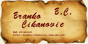 Branko Čikanović vizit kartica